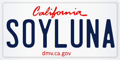 CA license plate SOYLUNA