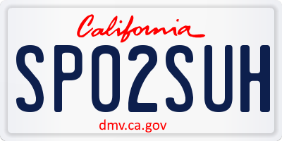 CA license plate SP02SUH