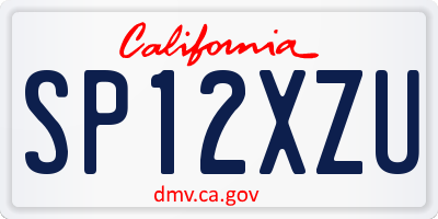 CA license plate SP12XZU