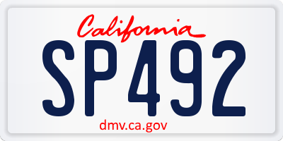 CA license plate SP492