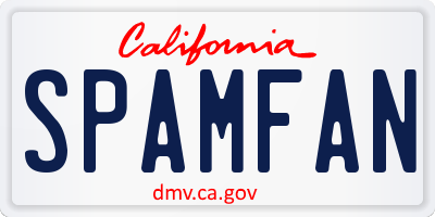 CA license plate SPAMFAN