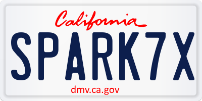 CA license plate SPARK7X