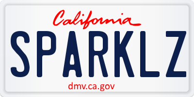 CA license plate SPARKLZ