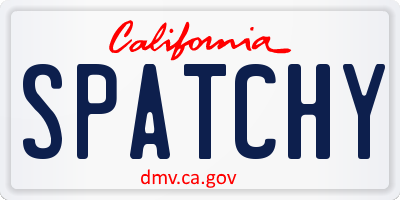 CA license plate SPATCHY