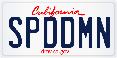 CA license plate SPDDMN