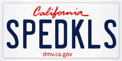 CA license plate SPEDKLS