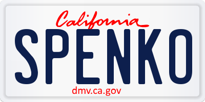 CA license plate SPENKO