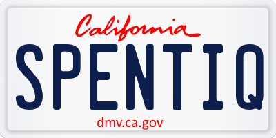 CA license plate SPENTIQ