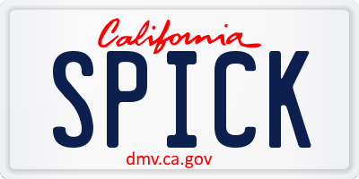 CA license plate SPICK