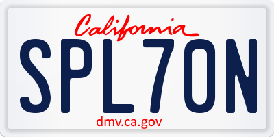 CA license plate SPL70N