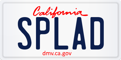 CA license plate SPLAD