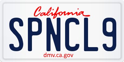 CA license plate SPNCL9