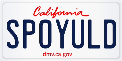 CA license plate SPOYULD