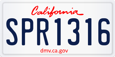 CA license plate SPR1316