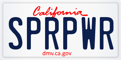 CA license plate SPRPWR