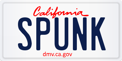 CA license plate SPUNK