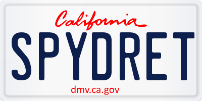 CA license plate SPYDRET