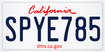 CA license plate SPYE785