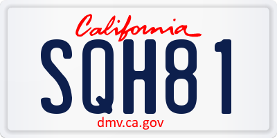 CA license plate SQH81