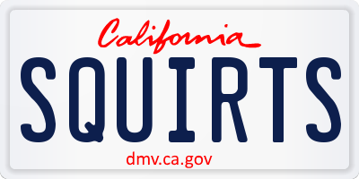 CA license plate SQUIRTS