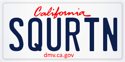 CA license plate SQURTN