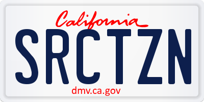 CA license plate SRCTZN