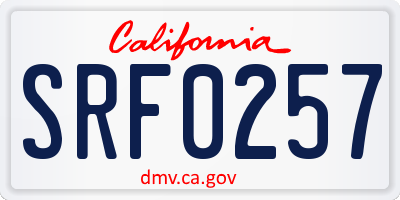 CA license plate SRF0257