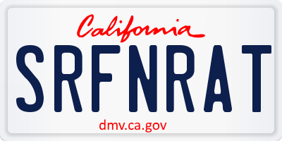 CA license plate SRFNRAT