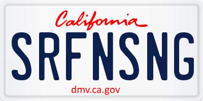 CA license plate SRFNSNG