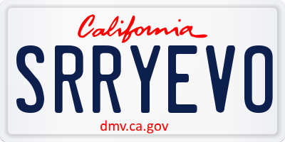 CA license plate SRRYEVO