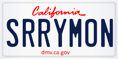 CA license plate SRRYMON