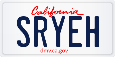 CA license plate SRYEH