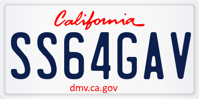 CA license plate SS64GAV