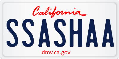 CA license plate SSASHAA