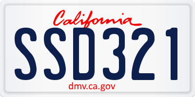 CA license plate SSD321