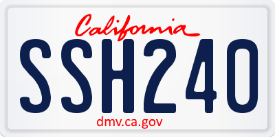 CA license plate SSH240