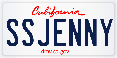 CA license plate SSJENNY