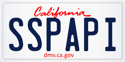 CA license plate SSPAPI