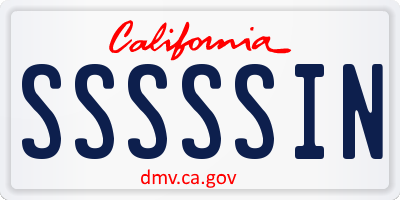 CA license plate SSSSSIN