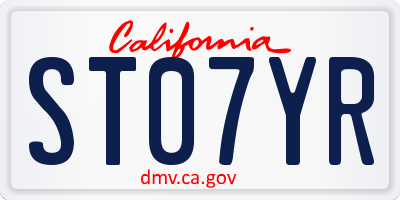 CA license plate ST07YR