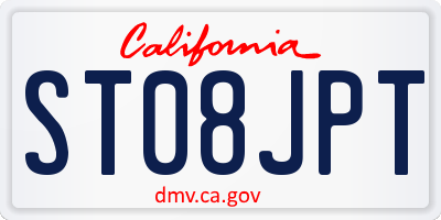 CA license plate ST08JPT