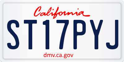 CA license plate ST17PYJ