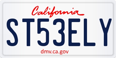 CA license plate ST53ELY