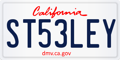 CA license plate ST53LEY