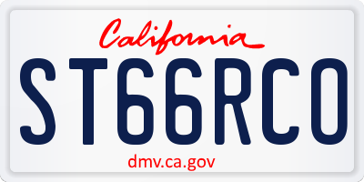 CA license plate ST66RCO