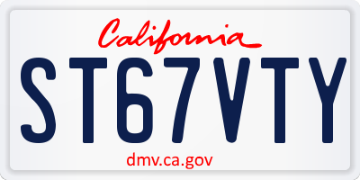 CA license plate ST67VTY