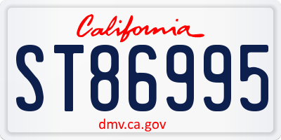 CA license plate ST86995