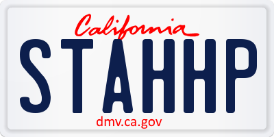 CA license plate STAHHP