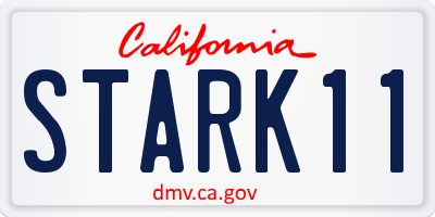 CA license plate STARK11