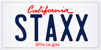 CA license plate STAXX